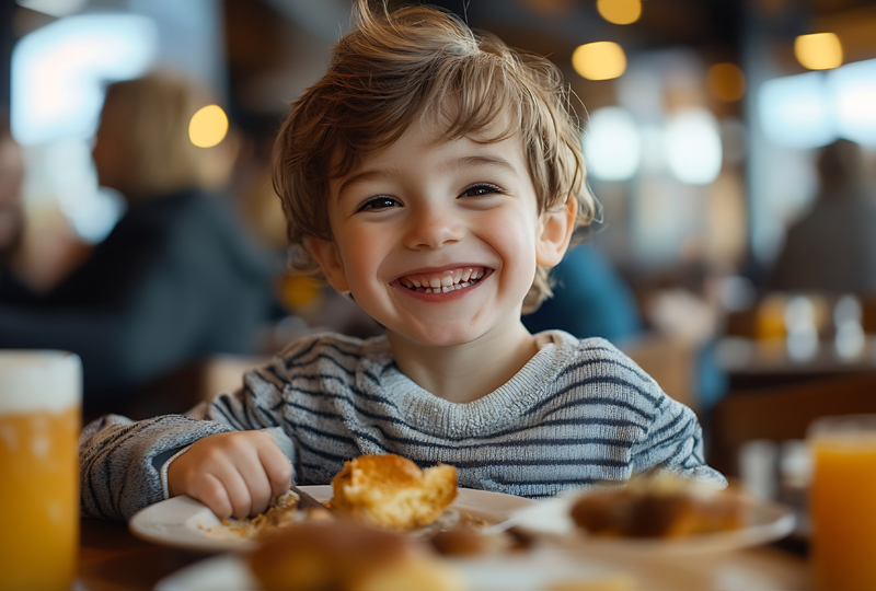 Kind beim Essen im Brauhaus